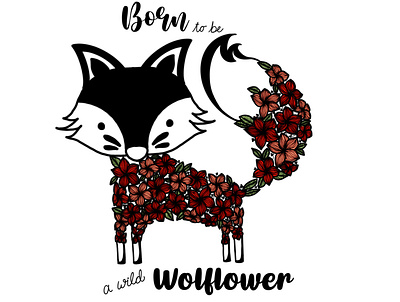 Woodland Wolf flower animal art animal illustration design digital art digital illustration digital painting graphics illustration procreate typography