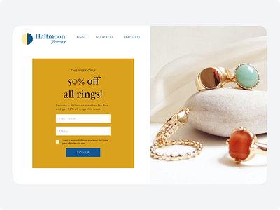 Signup offer for jewelry company dailyui design ecommerce ui ui ux ui design uidesign uiux website