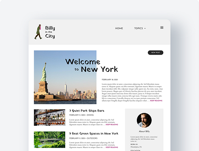 Blog design – Billy in the City blog dailyui design ui ui ux ui design uidesign uiux website