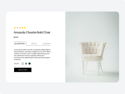 Ecommerce page for a chair 033 chair daily ui 033 daily ui 33 dailyui dailyui33 design ecommerce furniture homegoods ui ui ux ui design uidesign uiux website