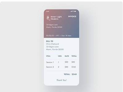 Invoice (Mobile) dailyui graphic design healing invoice life coaching mobile mobile design ui ui ux ui design uidesign uiux website