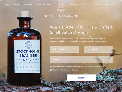 Giveaway (Desktop) • Stockholms Branneri Gin alcohol daily ui dailyui design gin giveaway ui ui ux ui design uidesign uiux website