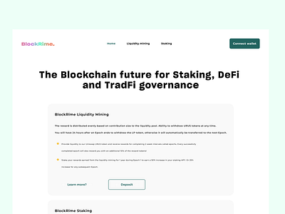 BlockRime Homepage blockchain branding cryptocurrency liquidity staking ui
