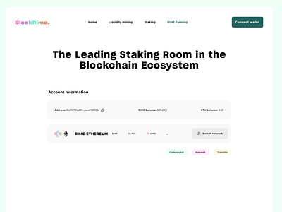 BlockRime Farming Page blockchain branding cryptocurrency defi design farming liquidity staking ui