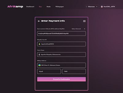 AfriRamp(Payment Info) blockchain cryptocurrency currencies dapps design ui web3