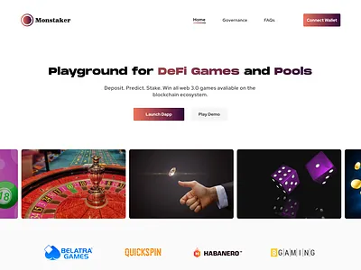 Monstaker (Landing Page) blockchain cryptocurrency dapps defi design gamefi lending pool solana tokens ui web3