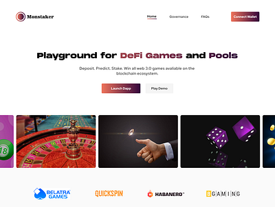 Monstaker (Landing Page) blockchain cryptocurrency dapps defi design gamefi lending pool solana tokens ui web3