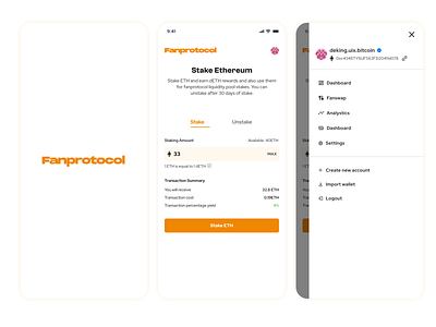Fanprotocol(Staking Dapps) blockchain cryptocurrency dapps defi design protocol staking ui web3
