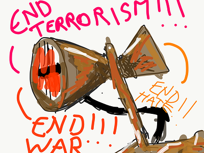 End terrorism art digital painting horror illustration painting sirenhead