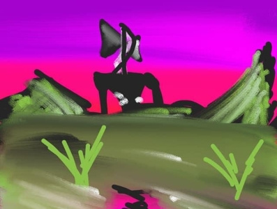 Sunset art design digital painting horror illustration painting sirenhead