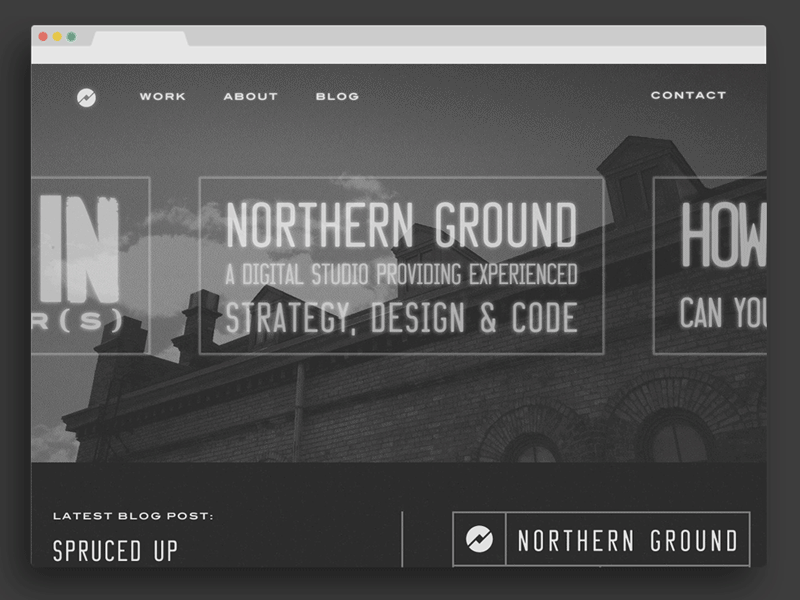 The new Northern Ground site is live! animation bold contrast design gif homepage hover personal portfolio typography web website