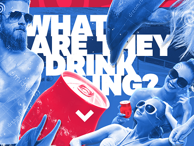 What are they Drinking? blue collage design red vibrant web