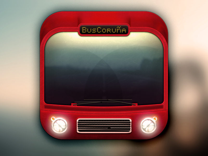 App Icon Bus Coruña icon android ios bus vehicle car chrome window metal road app illustration app icon artwork details photoshop coruña galicia buscoruña coruna