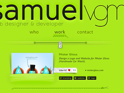 Personal Portfolio design green interface portfolio samuelvgm sew slider web web design website yarn