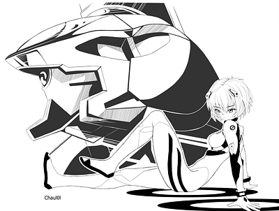 Evangelion anime character chaul0l commission design doodle evangelion fanart girl illustration manga