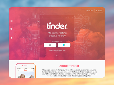Concept Design for Tinder concept design dating dating website dreamy illustration ui design uipractice web design