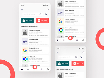 Jobs Search and Jobs Apply Mobile app UI Design