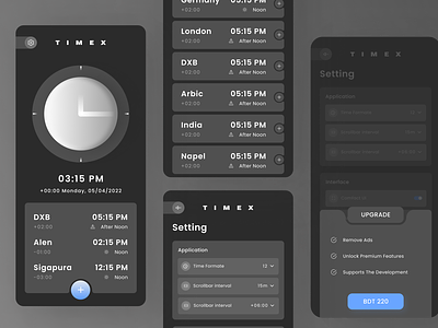 Timex Worldwide Time Clock mobile App UI Design