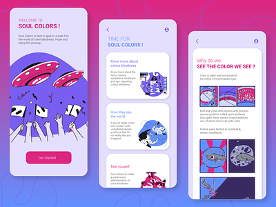 Color blindness app ui app app design application art blue color colorblind colorful pink purple ui ui ux uidesign