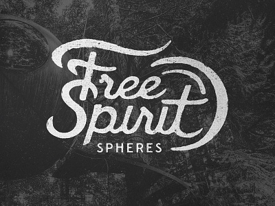 Free Spirit Spheres hand drawn lettering logo texture treehouses typography vintage