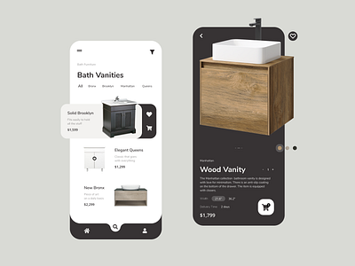 Bath Furniture Mobile App ecommerce minimal mobile mobile app shopping ui ux