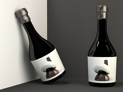 Mushroom wine 3d art packaging design wine wine label