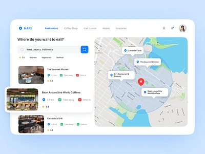 Place Finder Maps food finder gmaps google maps hotel finder leaflet maps uiux website