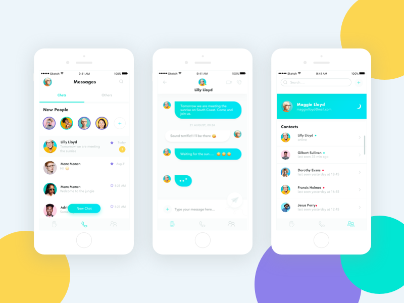 Clean messaging app by Victoria on Dribbble