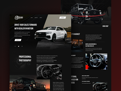 Dealer In Motion 🚗 black theme black website design car landing page car website car website design design landing page mockup ui uiux uiux design web design wordpress