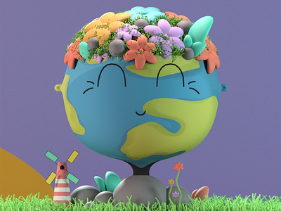 Environment Day 3d 3dillustration 3dmodeling 3dsmax after effects animation arnold renderer cartoon character animation character art character design characterart digital art earth environment day forest motion design nature pollution save earth