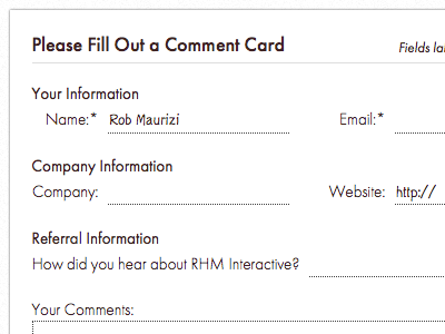 Comment Card