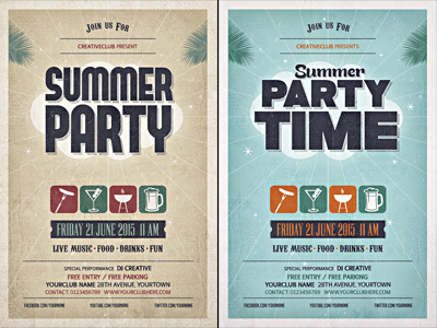 Vintage Summer Party bbq flyers poster spring spring break summer summer beach party summer party vintage summer party flyer