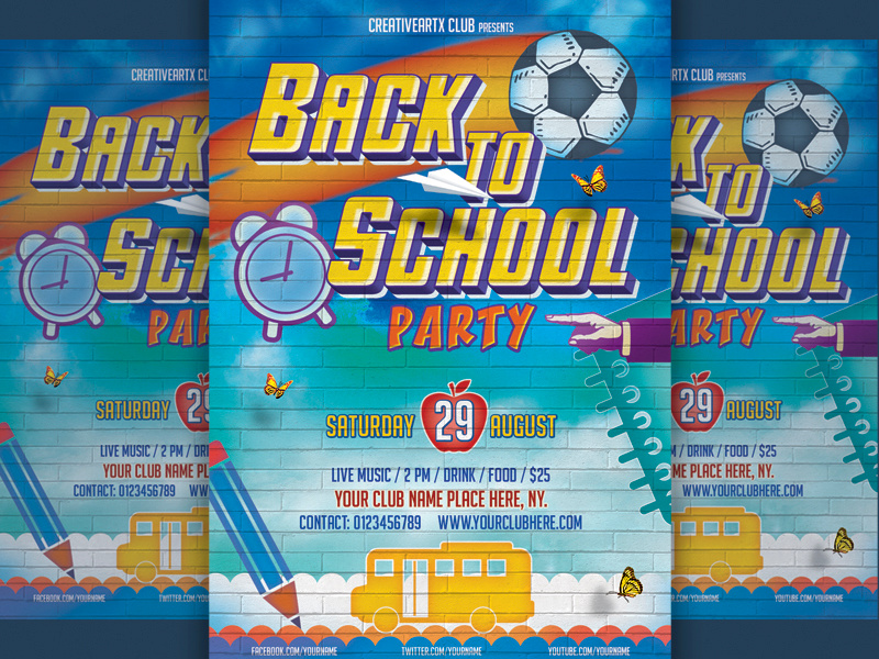 Back to School Party Flyer blackboard birthday party poster flyers back to school party back to school invitation back to school back 2 school poster back 2 school flyer back 2 school