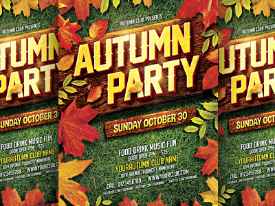 Autumn Party Flyer autumn autumn party celebration club flyers fall bash fall festival flyer invitation oktober