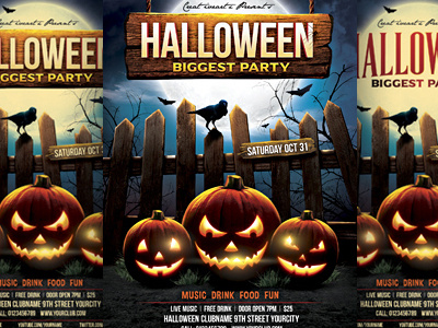 Halloween Party Flyer flyer halloween halloween bash halloween party invitation october poster pumpkin web