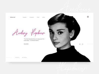 Audrey Hepburn's fan club Minimal Concept clean design figma minimal photoshop ui webdesign