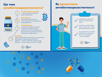 Illustrations for a project on antibiotic resistance