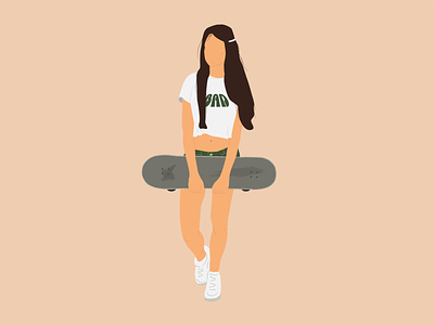Young girl design flat girl graphic design illustration skate vector without face