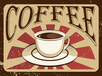 Vintage coffee design grain texture graphic design illustration vector vintage style