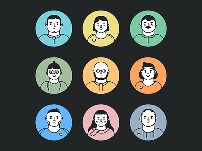 Kafoot App app avatar design avatars boy branding cards character coach design face girl icon icons illustration profile role ui user ux vector
