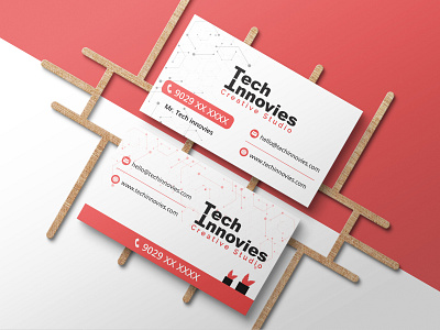 Business card for the Tech Innovies creative studio branding business card design art digital card digital identity graphic design logo photoshop promotion visting card