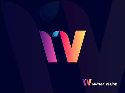 Water Vision wv simple letter logo