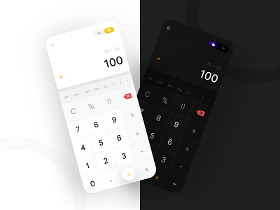 DailyUI004: Calculator calculator challenge dailyui dark theme design flat light theme minimal mobile app design mobile application mobile calculator ui uiux