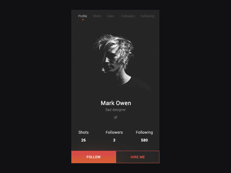 User Profile animation app concept creative dailyui design mobile os principle simple ui ux