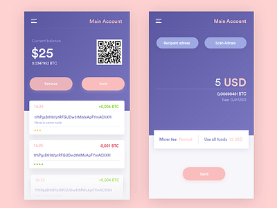 Bitcoin wallet android app bitcoin clean design ios minimal mobile simple ui ux wallet