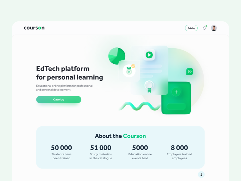 Main page for learning platform design errors illustration ui ux