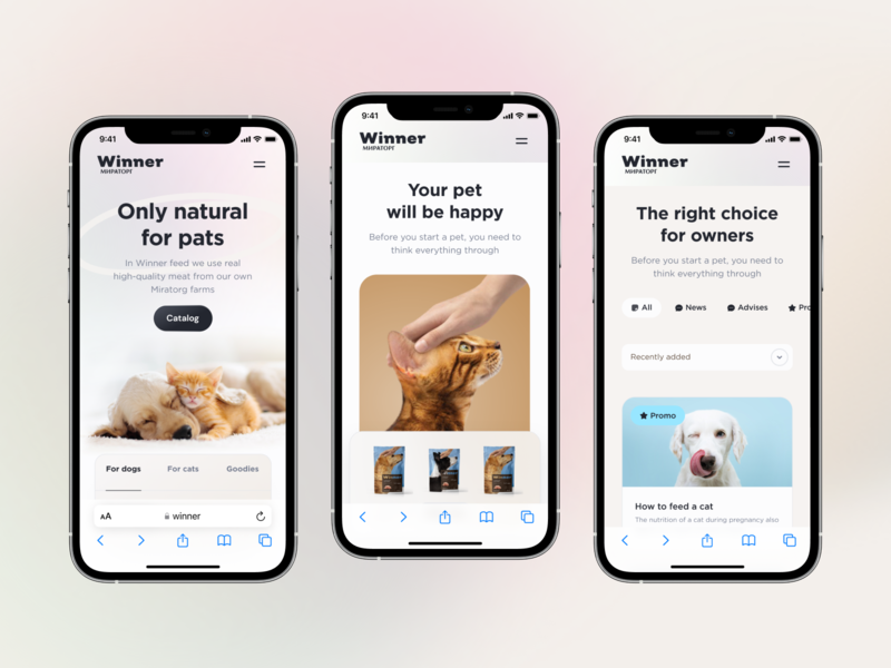 Promo site / mobile version design mobile pets promo ui ux