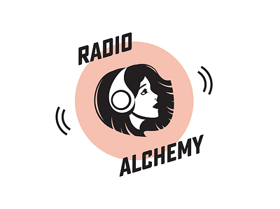Radio Alchemy Logo branding headphones illustration logo radio soundwave woman