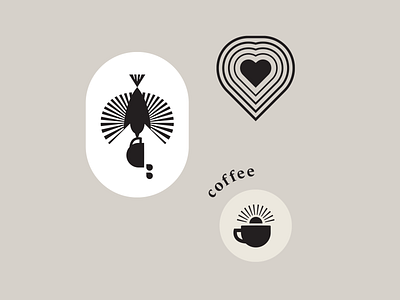 Coffee Brand Logo Exploration bird brand brand identity branding coffee coffee cup coffee shop heart illustration line logo