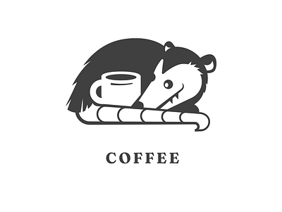 Co-Here Coffee Illustration branding coffee illustration logo opossum